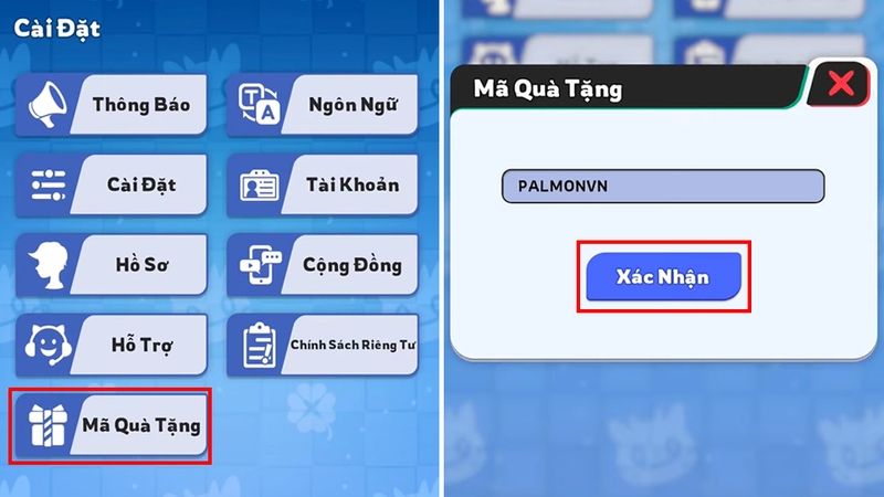 Nhấn “Xác nhận” để hệ thống kiểm tra và áp dụng phần thưởng