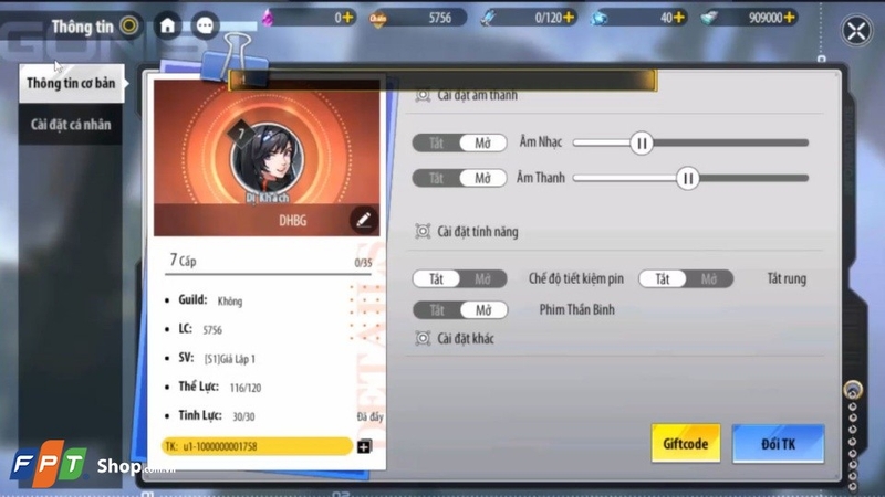 Chọn Giftcode