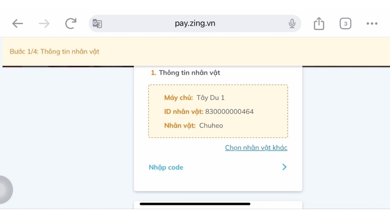 Code Tây Du Truyền Kỳ 3
