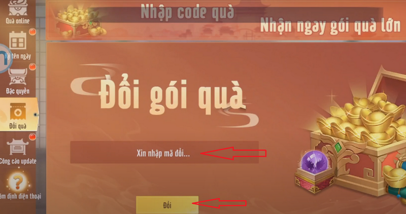 Nhập mã code game