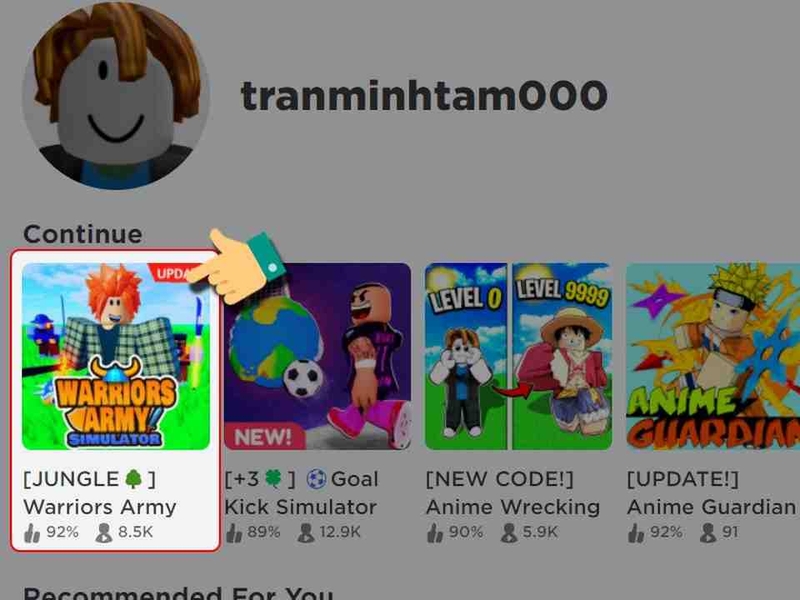 Truy cập vào giao diện chính của game