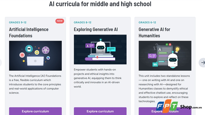 Code.org có các khóa học nâng cao cho học sinh trung học