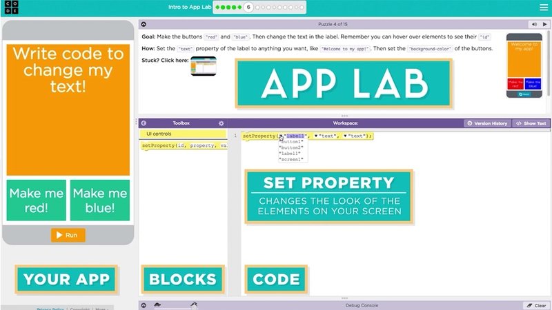 Có thể tại ứng dụng App Lab bằng Code.org