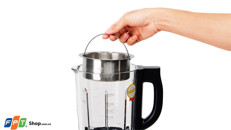 Cối thuỷ tinh cấu tạo 5 lớp trên máy làm sữa hạt UNIE 5