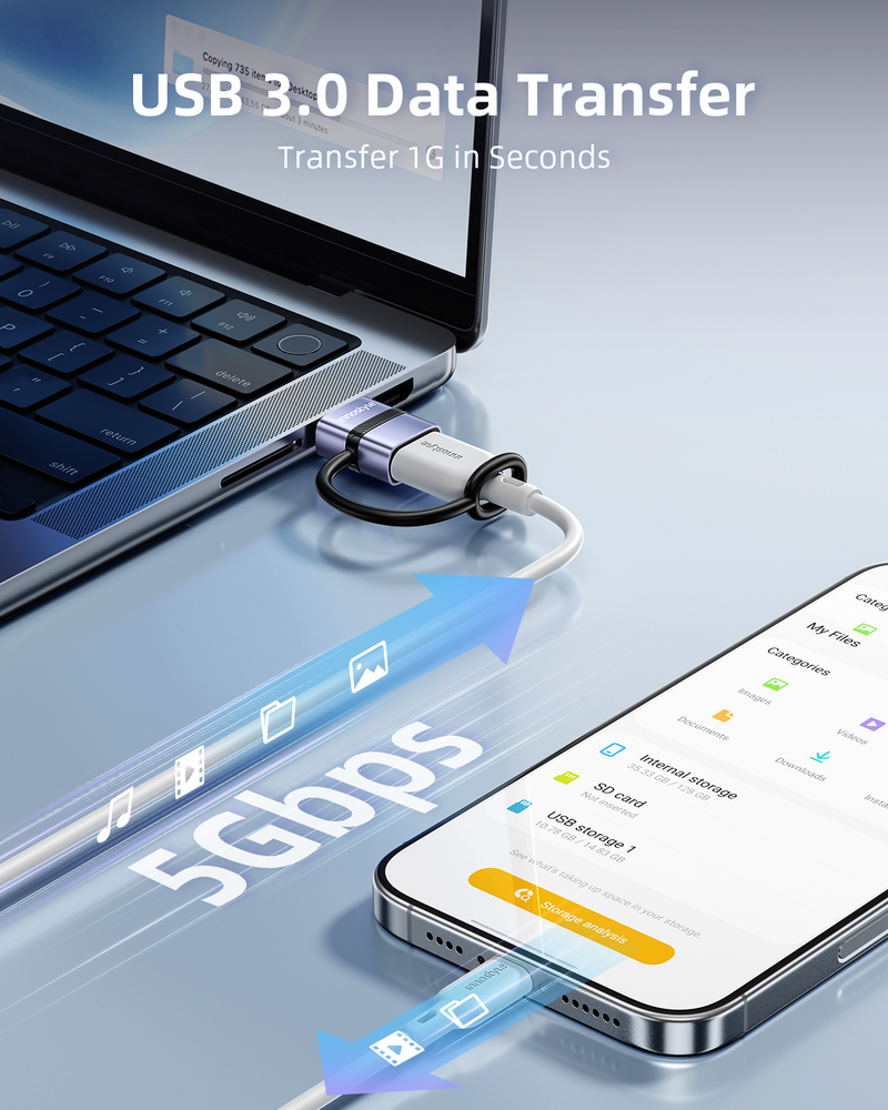 Truyền dữ liệu USB 3.0 tốc độ cao đến 5 Gbps
