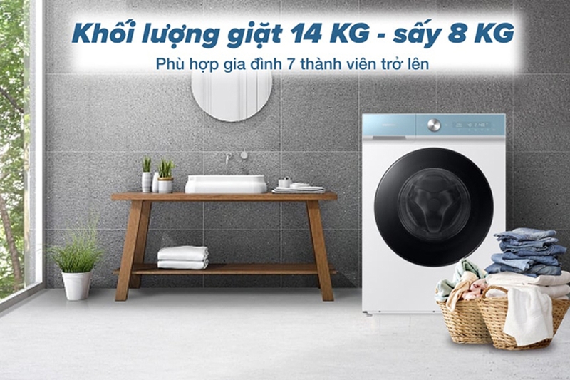 Máy giặt sấy Samsung Bespoke AI Inverter WD14BB944DGMSV nổi bật với nhiều tính năng hiện đại