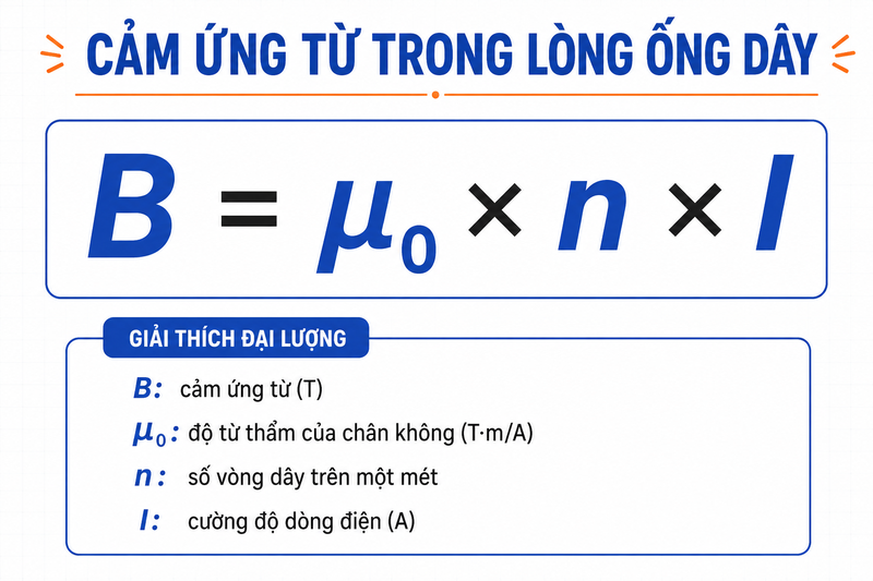 Công thức cảm ứng từ trong lòng ống dây