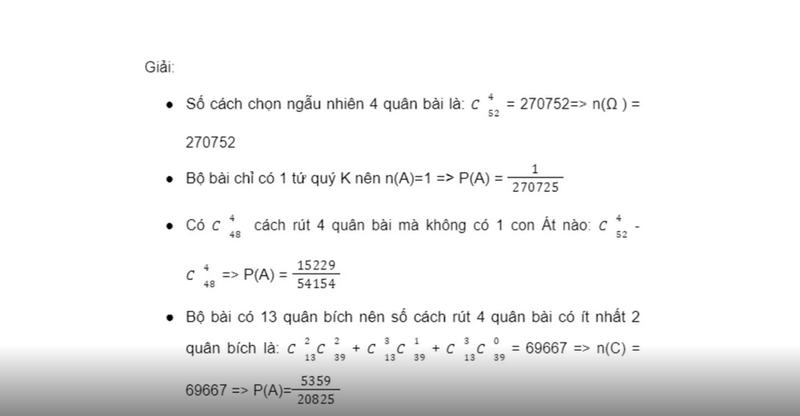 Ví dụ minh họa về bài toán xác suất