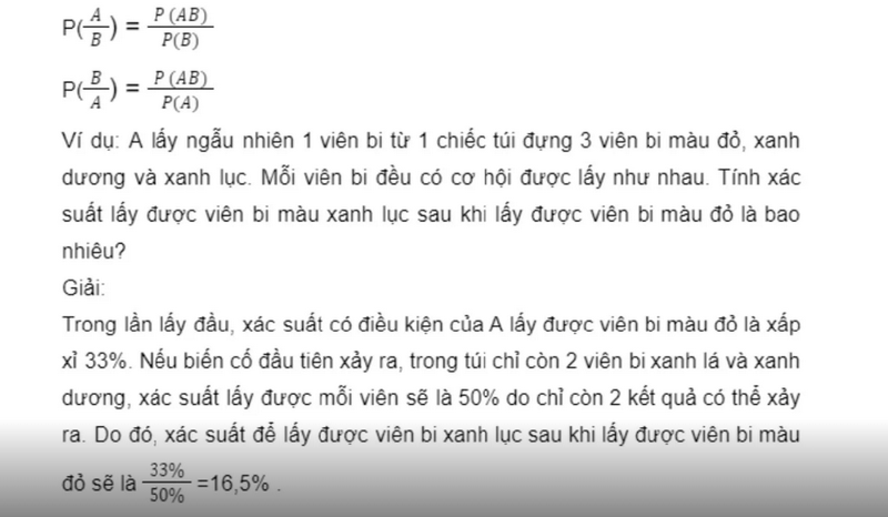 Công thức xác suất có điều kiện