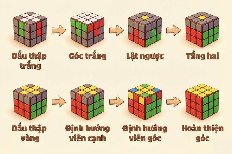 công thức xoay rubik 3x3 nhanh nhất (ảnh 2)