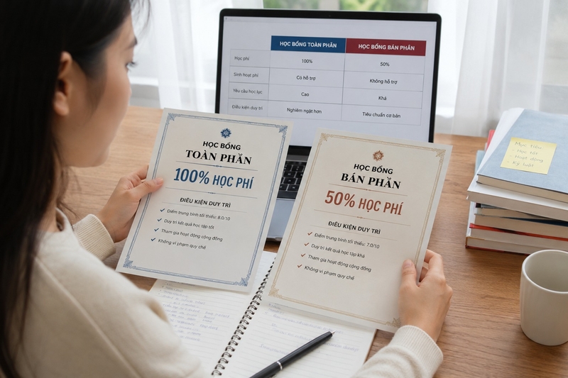 Học bổng toàn phần và bán phần khác nhau thế nào?
