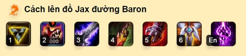 Trang bị đi đường Baron cho Jax
