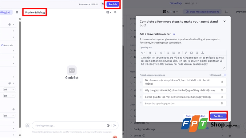 Hoàn thiện chatbot trên Coze AI