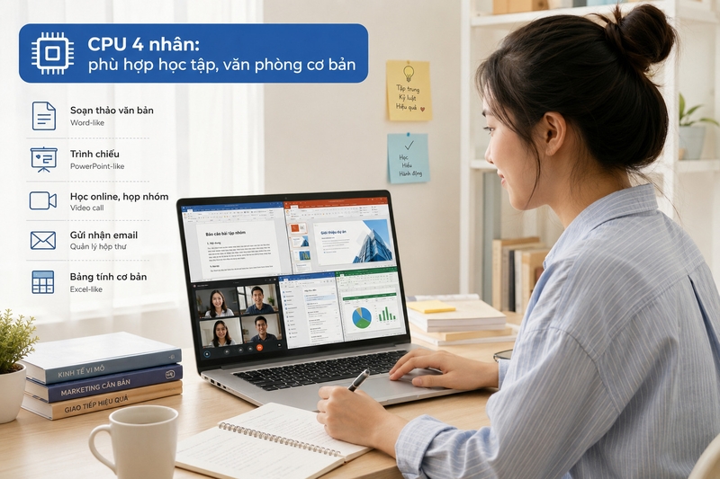 CPU 4 nhân phù hợp với nhu cầu nào