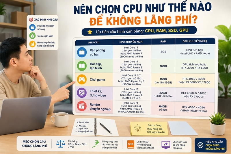 Nên chọn CPU như thế nào để không lãng phí
