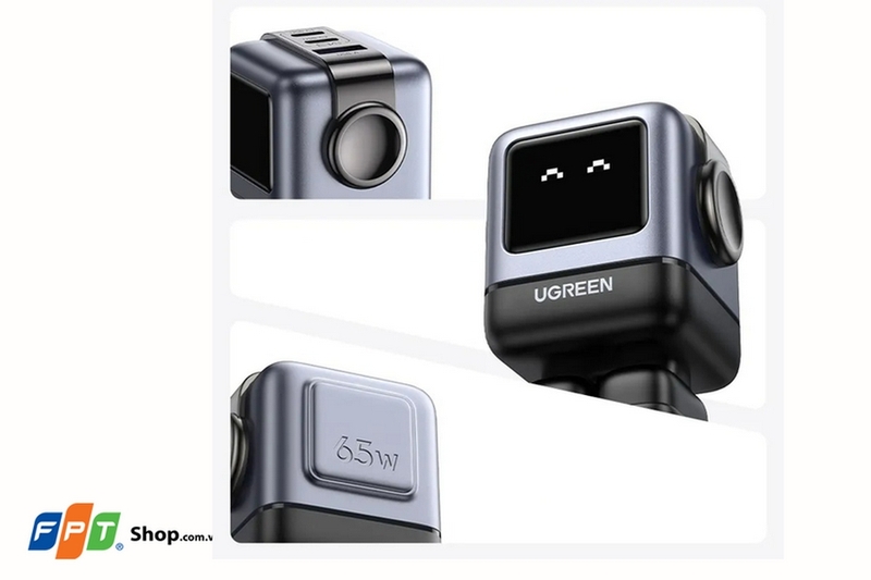 Củ sạc nhanh 3 cổng Robot Ugreen GaN 65W USB-C chuẩn PD/PPS + USB-A ảnh 1
