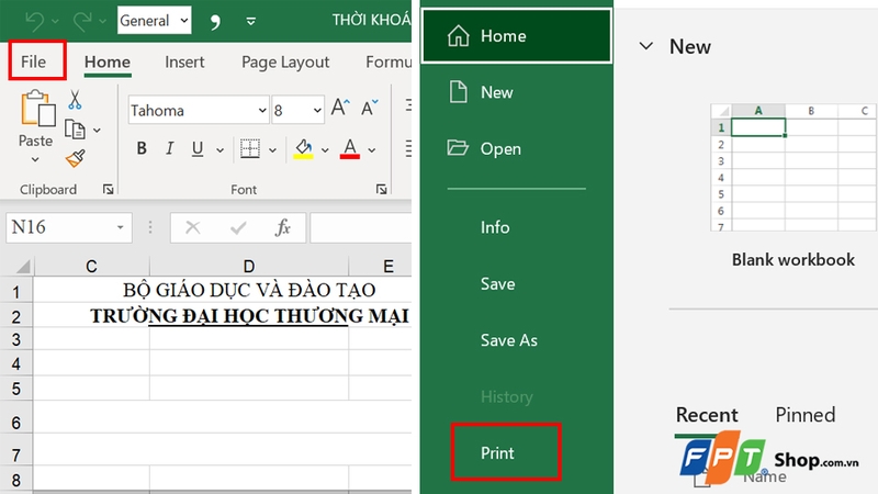 Thao tác vào File rồi chọn Print