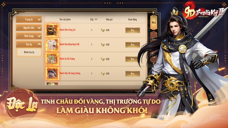 Hệ thống Tinh Châu cho phép đổi và tự do mua bán vật phẩm