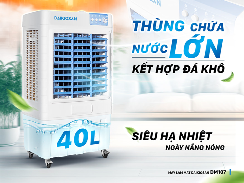 Quạt điều hòa Daikiosan DM107 với bình chứa nước 40 lít