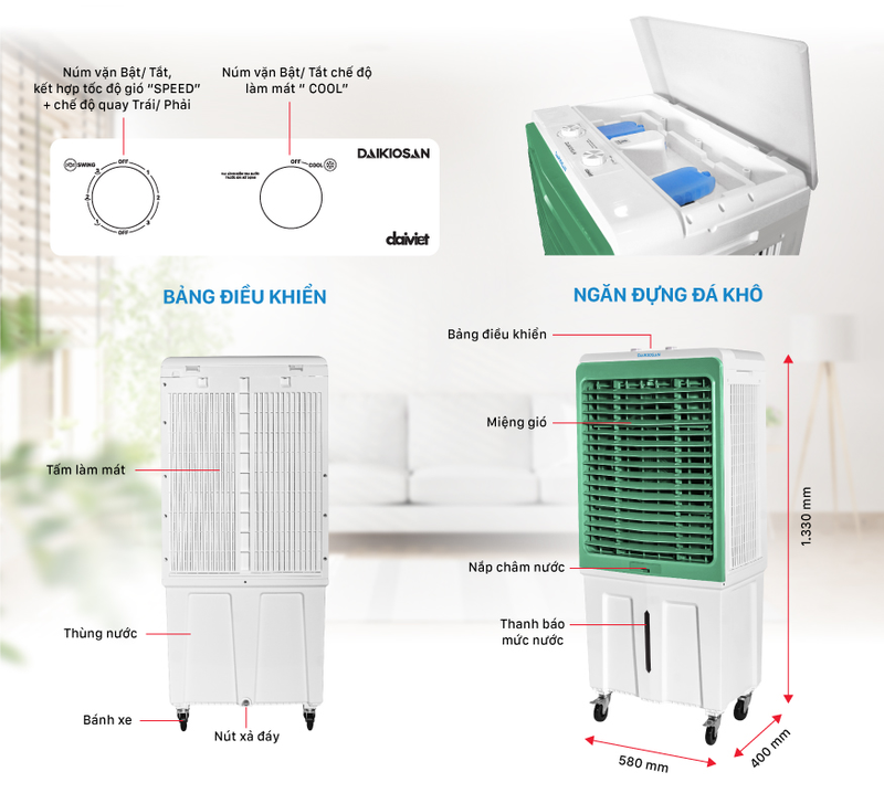 Quạt điều hòa Daikiosan DM201 180W (hình 3)