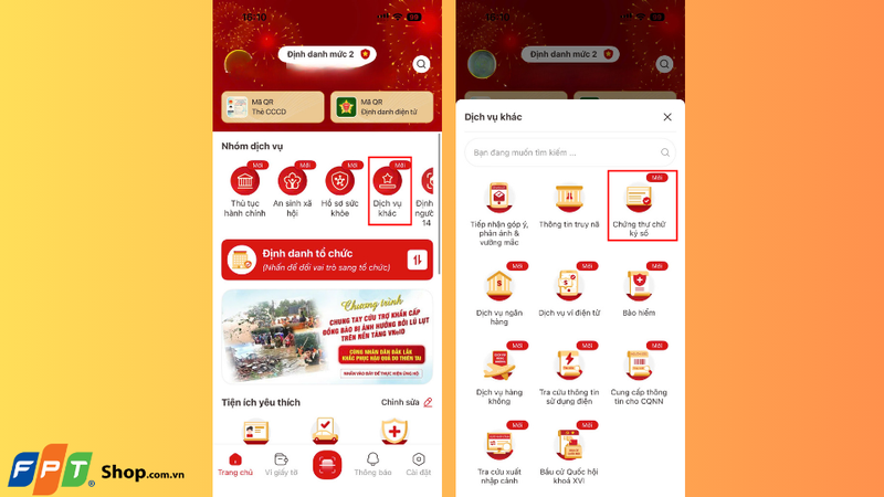 Đăng ký chứng thư chữ ký số trên VNeID 2