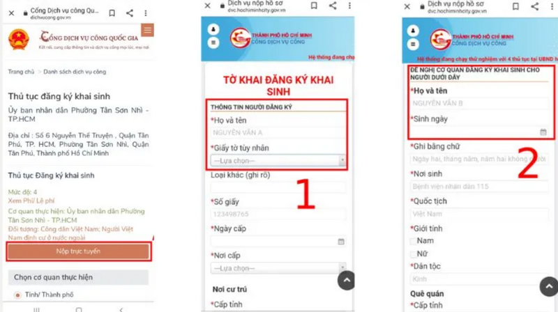 Bắt đầu kê khai thông tin trực tuyến