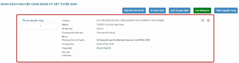 Đăng ký nguyện vọng xét tuyển đại học 6