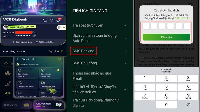 Huỷ dịch vụ SMS Banking trực tiếp trên ứng dụng ngân hàng