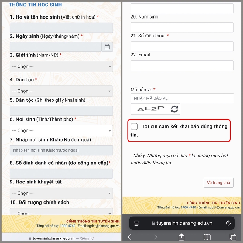 Hướng dẫn đăng ký tuyển sinh vào lớp 6 online bước 8