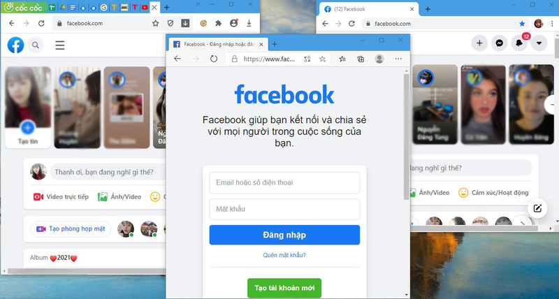 su dung nhieu trinh duyet web dang nhap facebook