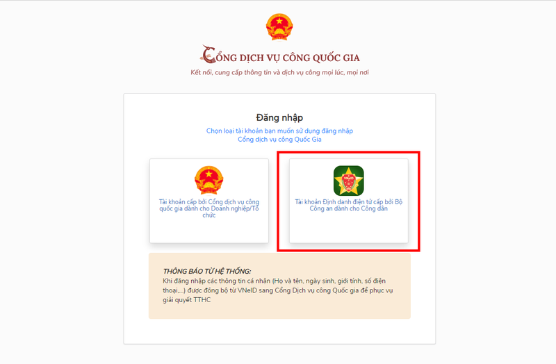 Cách đăng nhập vào cổng Dịch vụ công Quốc gia bằng VNeID ảnh 4