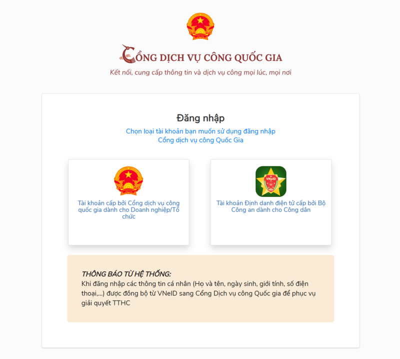 Đăng nhập thông tin tài khoản cho thí sinh tự do