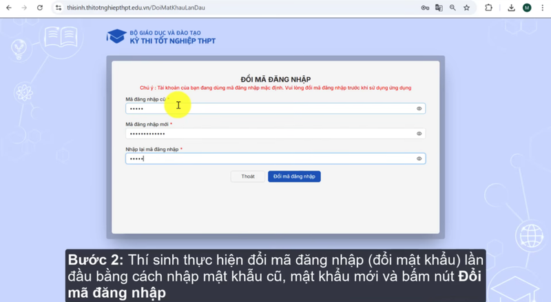 Đổi mã đăng nhập