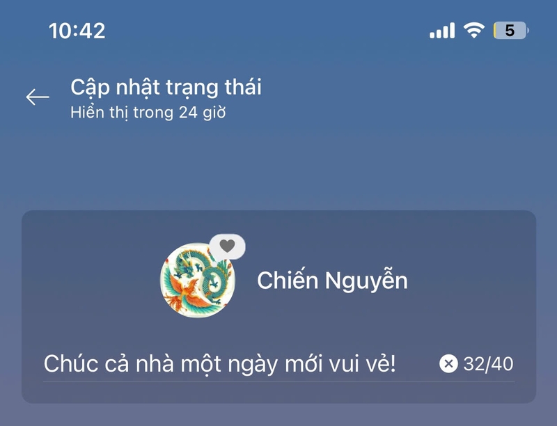 đăng trạng thái và chú thích trên Zalo 5