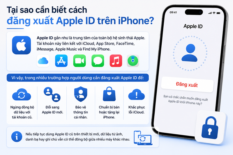 Tại sao cần biết cách đăng xuất Apple ID trên iPhone?