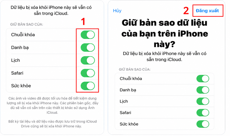 Nhấn Đăng xuất thêm lần nữa để hoàn tất
