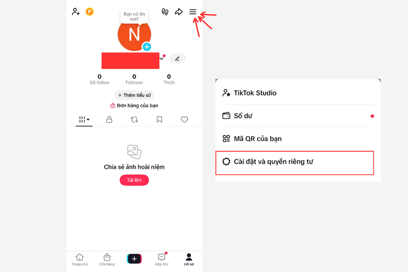 Cài đặt và quyền riêng tư
