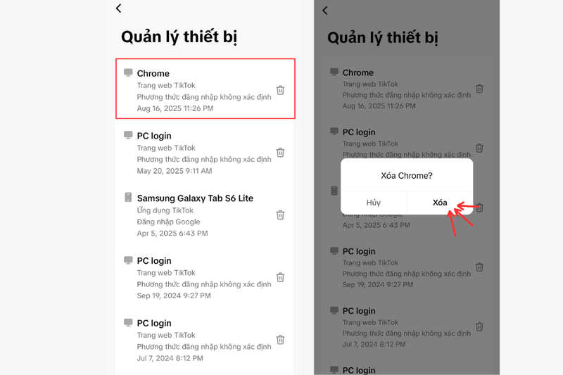 Xóa tài khoản TikTok