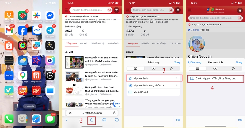 Đánh dấu trang Web yêu thích trong Safari 5