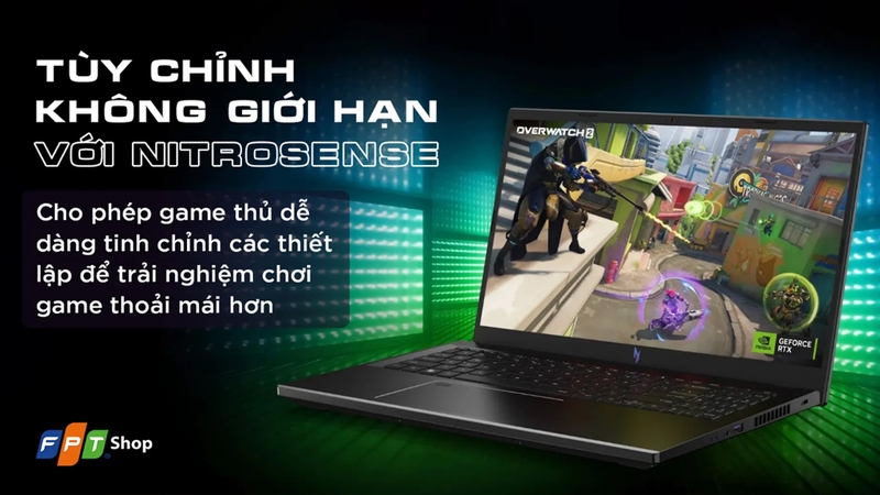 Phần mềm NitroSense cho phép tùy chỉnh hiệu năng