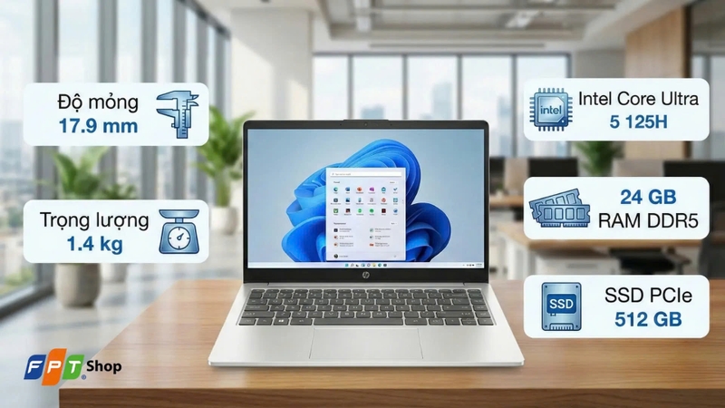 đánh giá laptop HP 14-ep1201TU ảnh 6