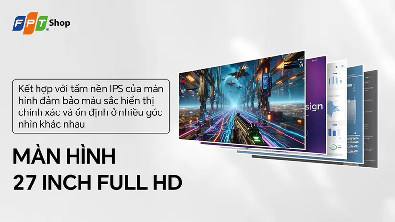 không gian hiển thị khá rộng nhờ kích thước 27 inch