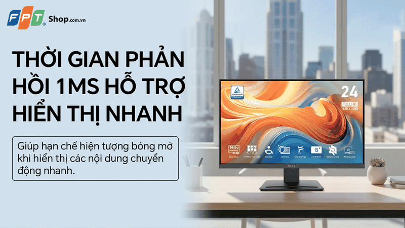 Màn hình có tần số quét 144 Hz và tốc độ phản hồi 1 ms