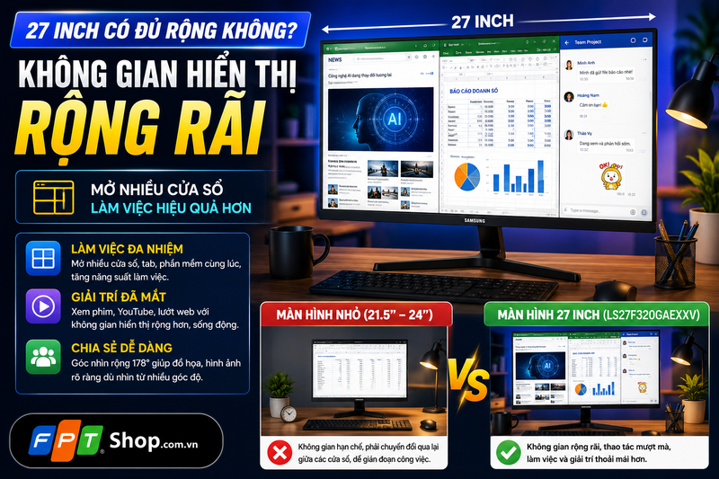 Samsung LS27F320GAEXXV kích thước 27 inch đi cùng độ phân giải Full HD