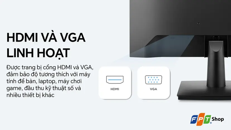 đánh giá màn hình ViewSonic VA2214-H 21.5 inch nằm ở khả năng kết nối linh hoạt.