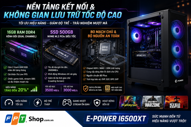 đánh giá máy tính để bàn Gaming E-Power RTX 5050 Core i5 12400F 4