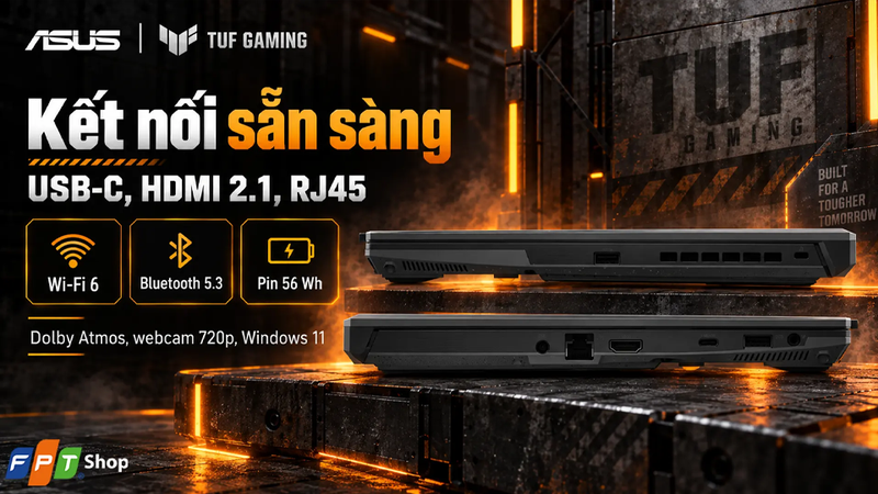 Các cổng kết nối có trên ASUS TUF Gaming F16 FX607VJR-TU328W