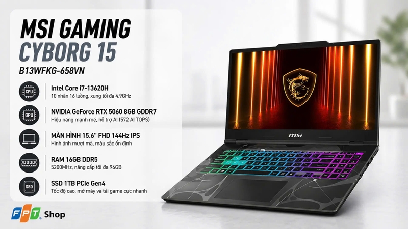 đánh giá msi cyborg 15 b13wfkg-658vn ảnh 2