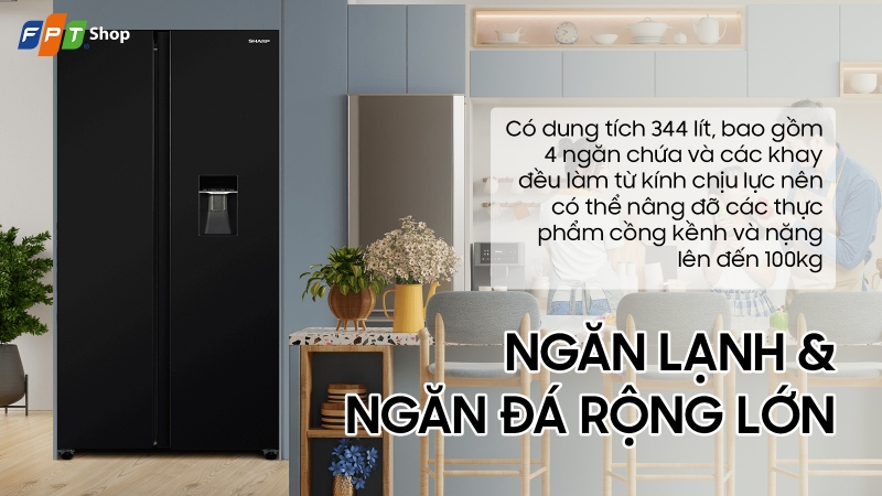 Đánh giá tủ lạnh Sharp Inverter Side by Side 530 lít SJ-SBX530WD-DG (ảnh 3)