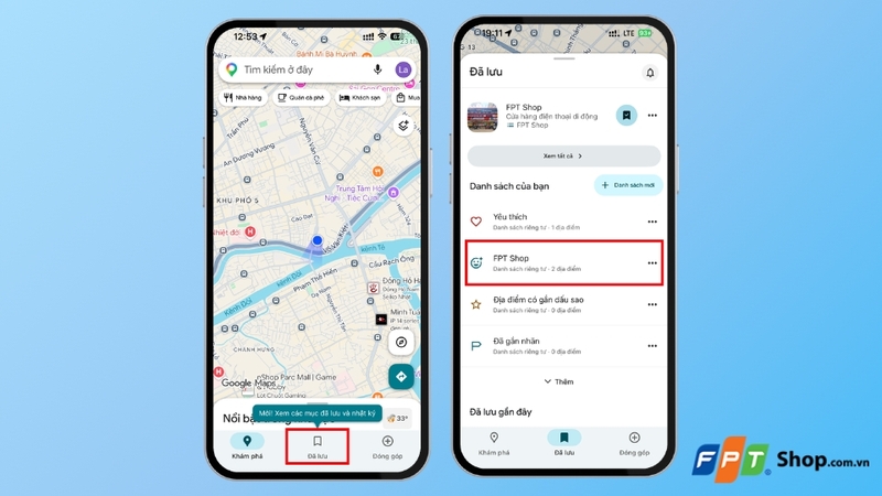 Xem lại danh sách yêu thích trên Google Maps
